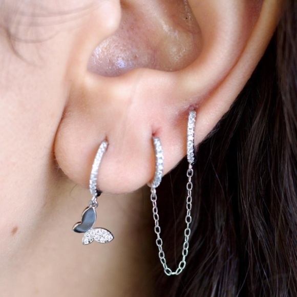 Kate Spade Silver Small Butterfly Hoop Earrings | Kate Spade Insipired Jewelry - Picture 6 of 7